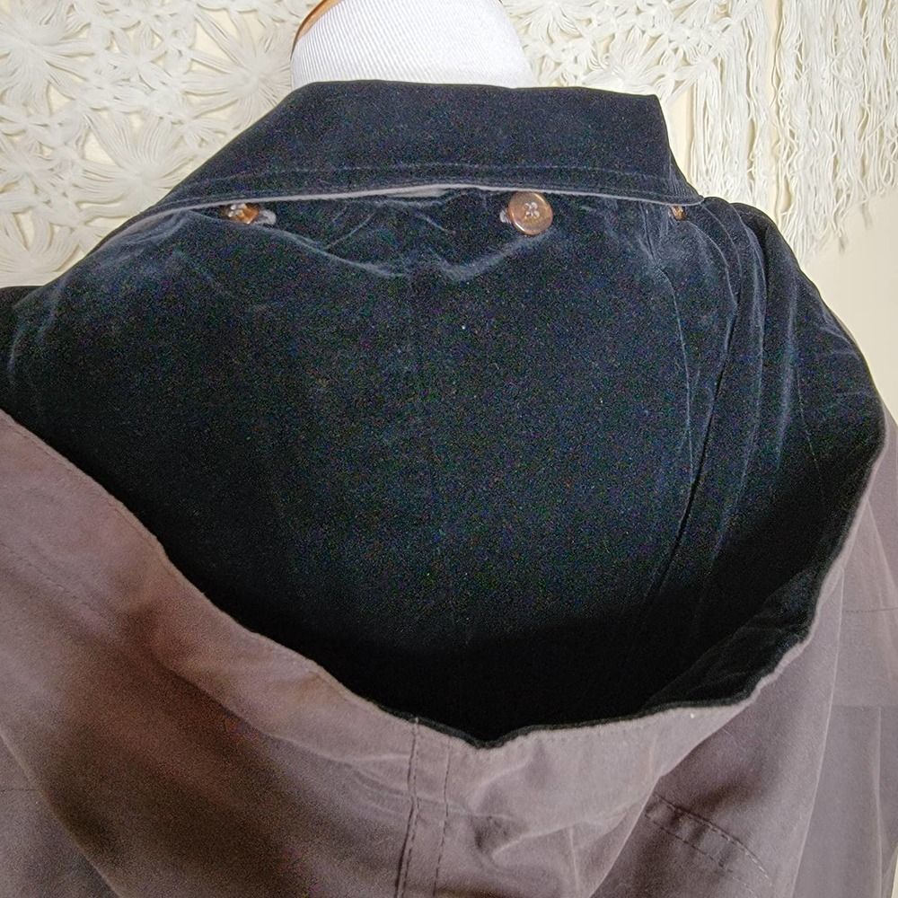 Gallery Velvet Hood Coat Gray Black Size XL - Picture 14 of 16